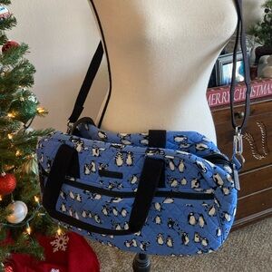 Vera Bradley Small Travel Duffle Blue Penguins